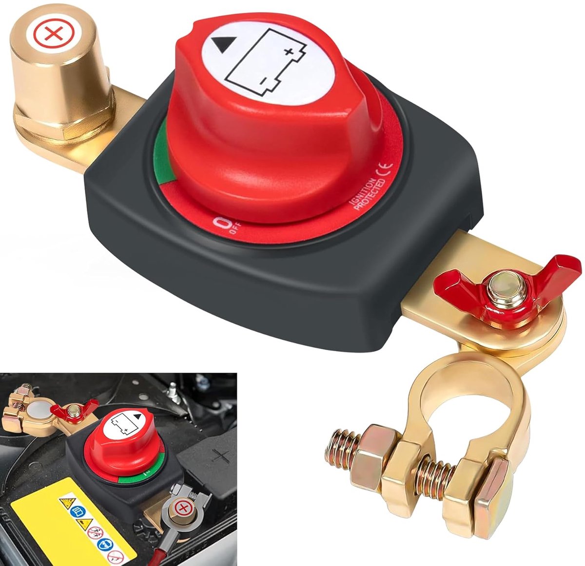 Instelbare 180° Isolator Accuschakelaar Positieve Pool, Accuschakelaars 12-48V, Accuscheidingsschakelaar waterdicht, Accuscheidingsschakelaar, voor Auto