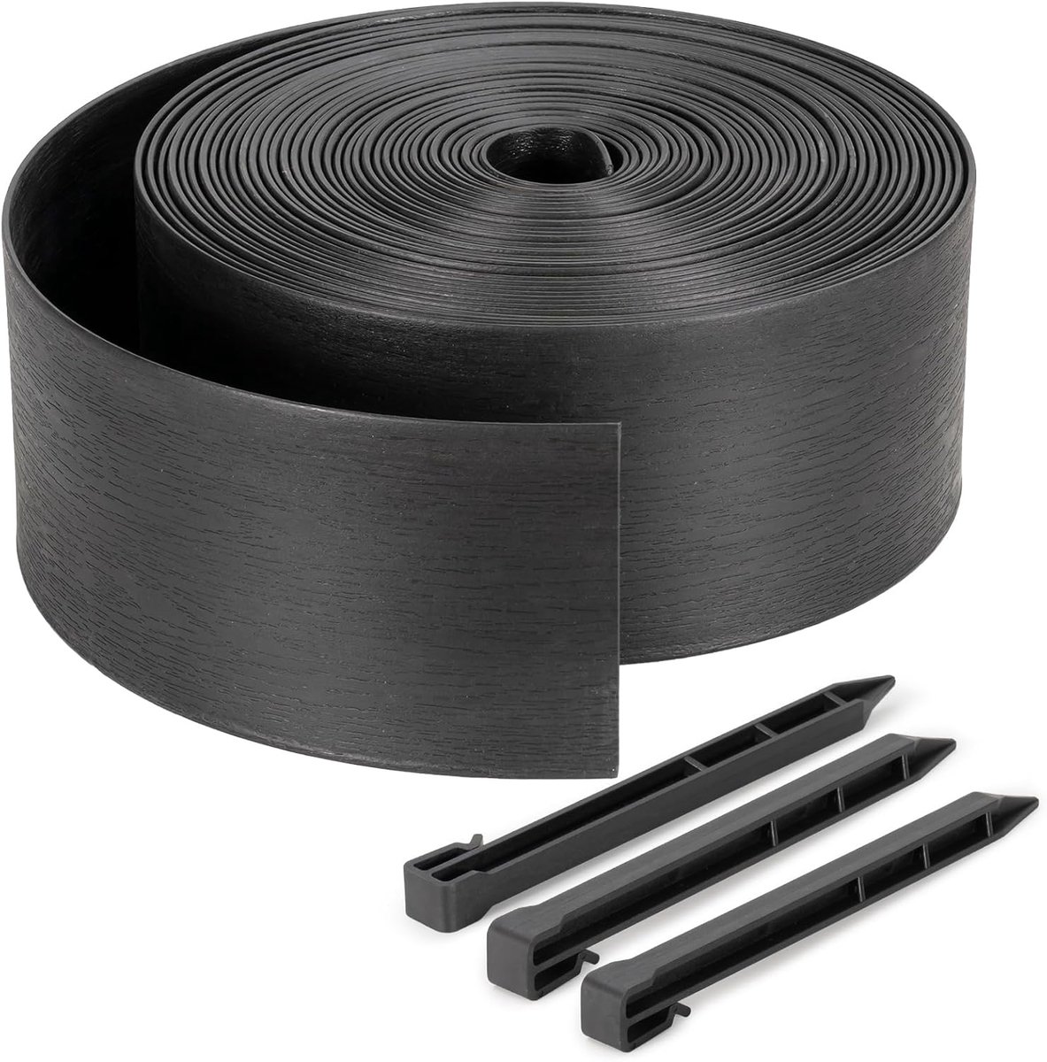 Flexibele gazonrand, kunststof, lengte 20 m, hoogte 13 cm, met 40 grondankers, zwart, perkbegrenzing, gazonbegrenzing voor tuin en paden