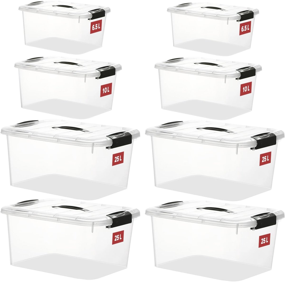 Omgoods - 8 Stuks Stapelbare Plastic Draagdozen met Deksel, 25L