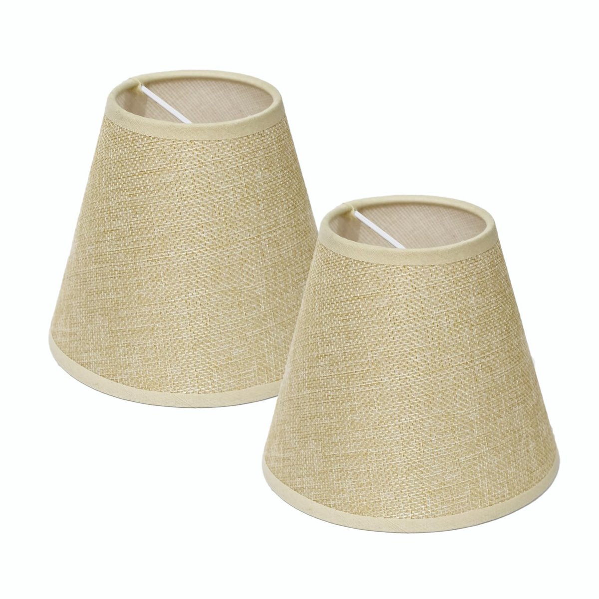 Omgoods - Set van 2 Beige Lampenkappen voor Kaarsenlampen