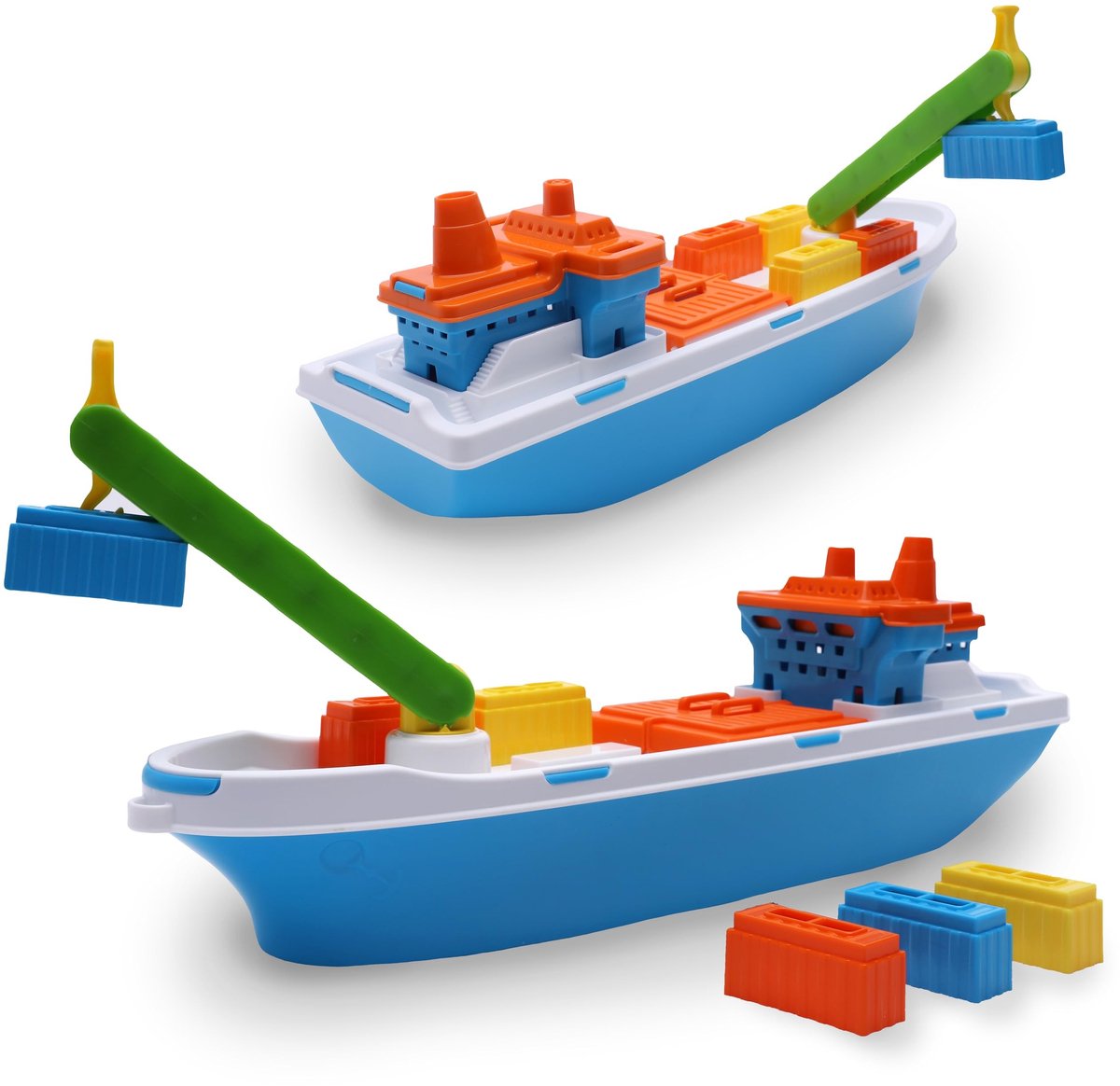 Omgoods - Kleurrijk Vlot met Beweegbare Deuren en 6 Containers voor Waterpret