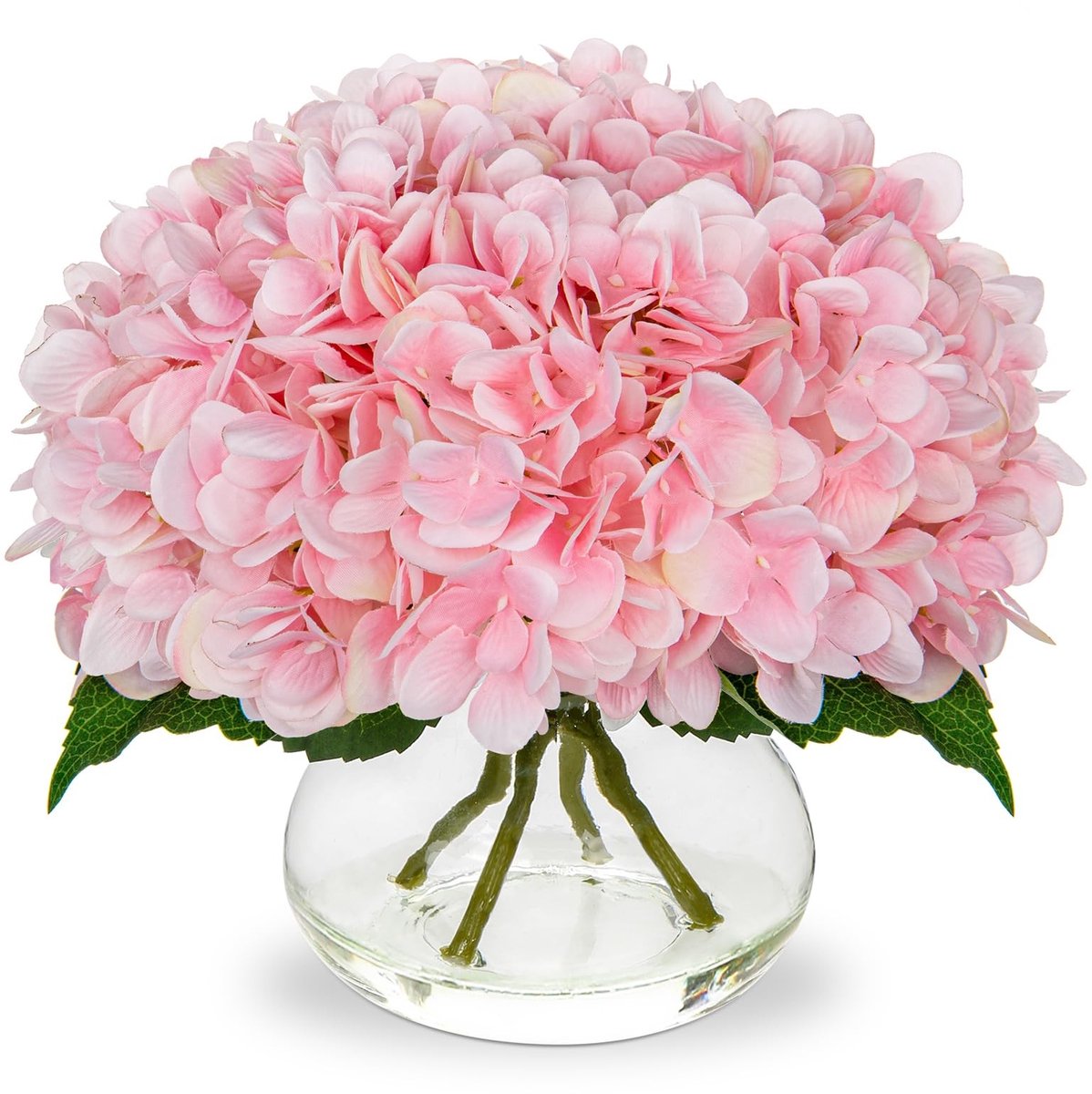 Omgoods - Kunstmatige Hortensia met Vaas - Roze Silk Bloemarrangement voor Decoratie