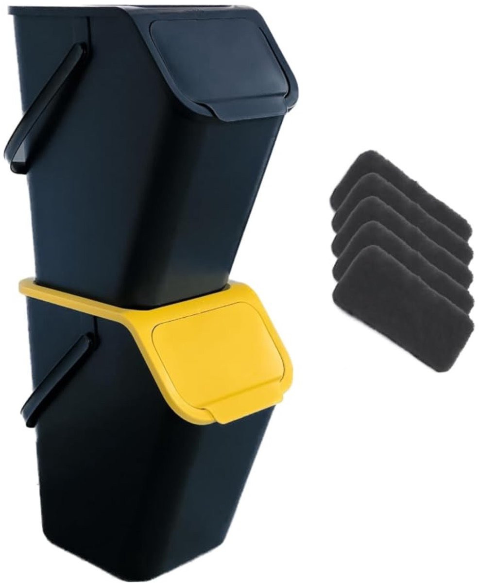 Omgoods - 2-Piece Afvalbak Set voor Keuken met Deksel en Actieve Geurfilter