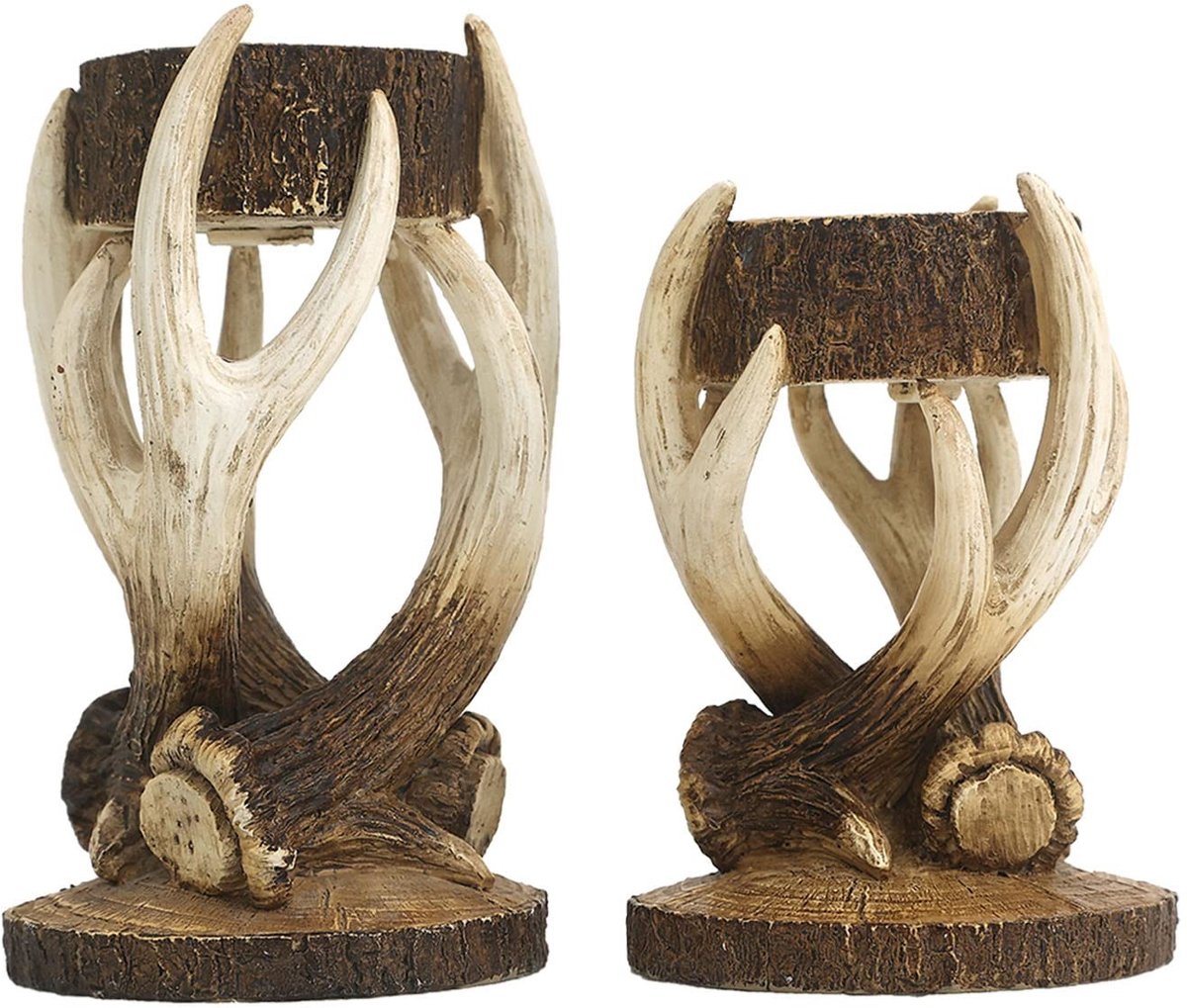 Omgoods - Set van 2 Herten Gewei Kaarsenhouders voor een Rustieke Decoratie