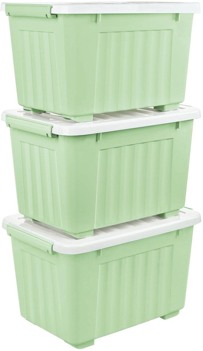 Omgoods - Set van 3 Opbergdozen met Wielen 35L