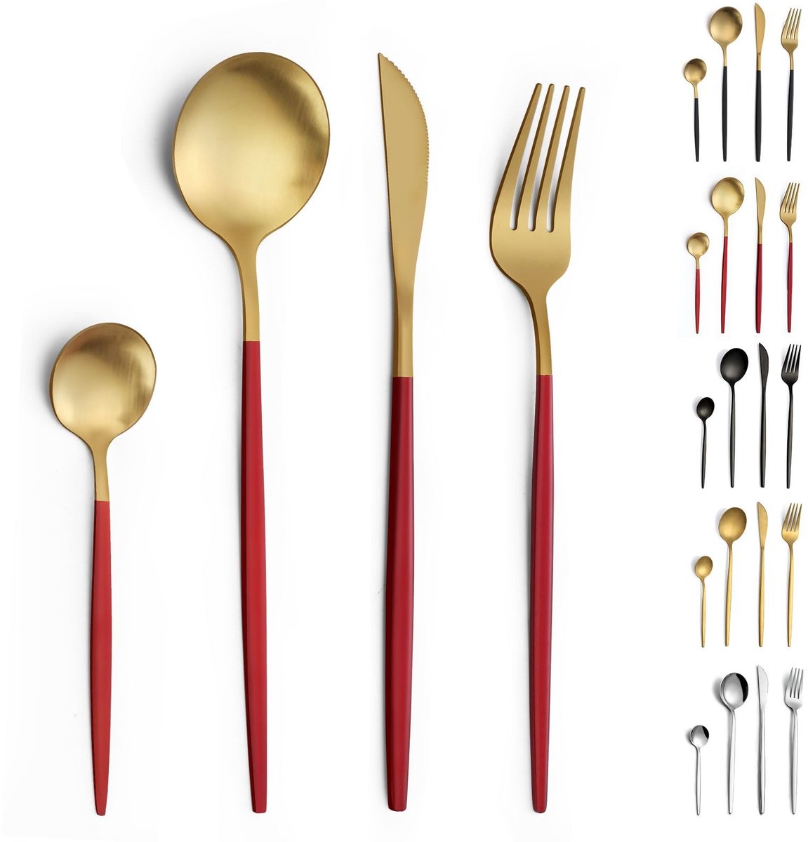 Omgoods - 24-delige Gouden en Rode Bestekset