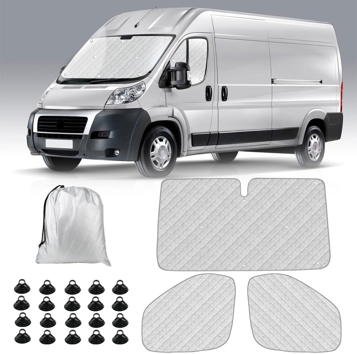 Omgoods - Zonnebescherming Voorruit Auto Set van 3 voor Vans