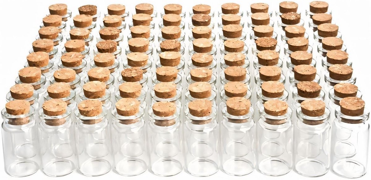 Omgoods - Set van 80 Mini Glazen Flessen met Kurk