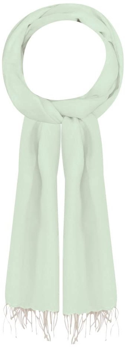 Omgoods - Zachte Katoenen Sjaal met Beige Fringes, Groen