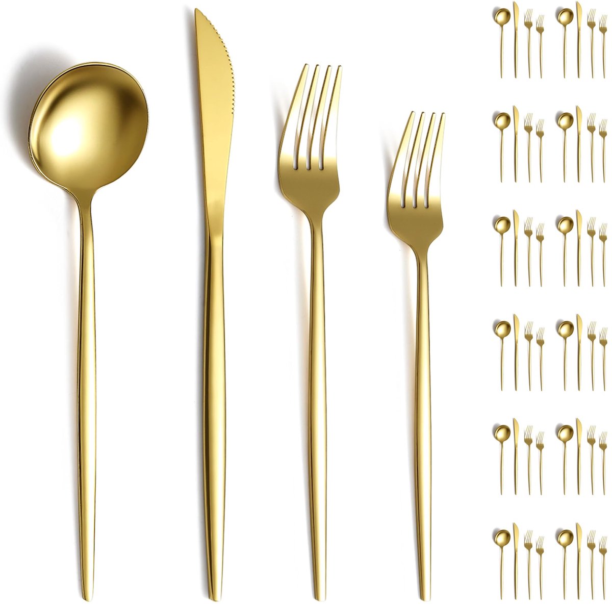 Omgoods - Gouden Bestekset 48-Delig, Service voor 12 Personen
