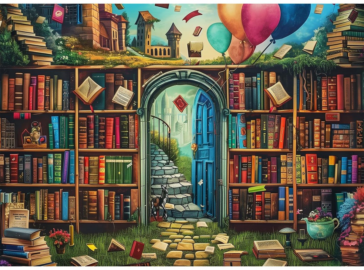 Omgoods - Puzzel 1000 Stukjes met Magische Boekenkast