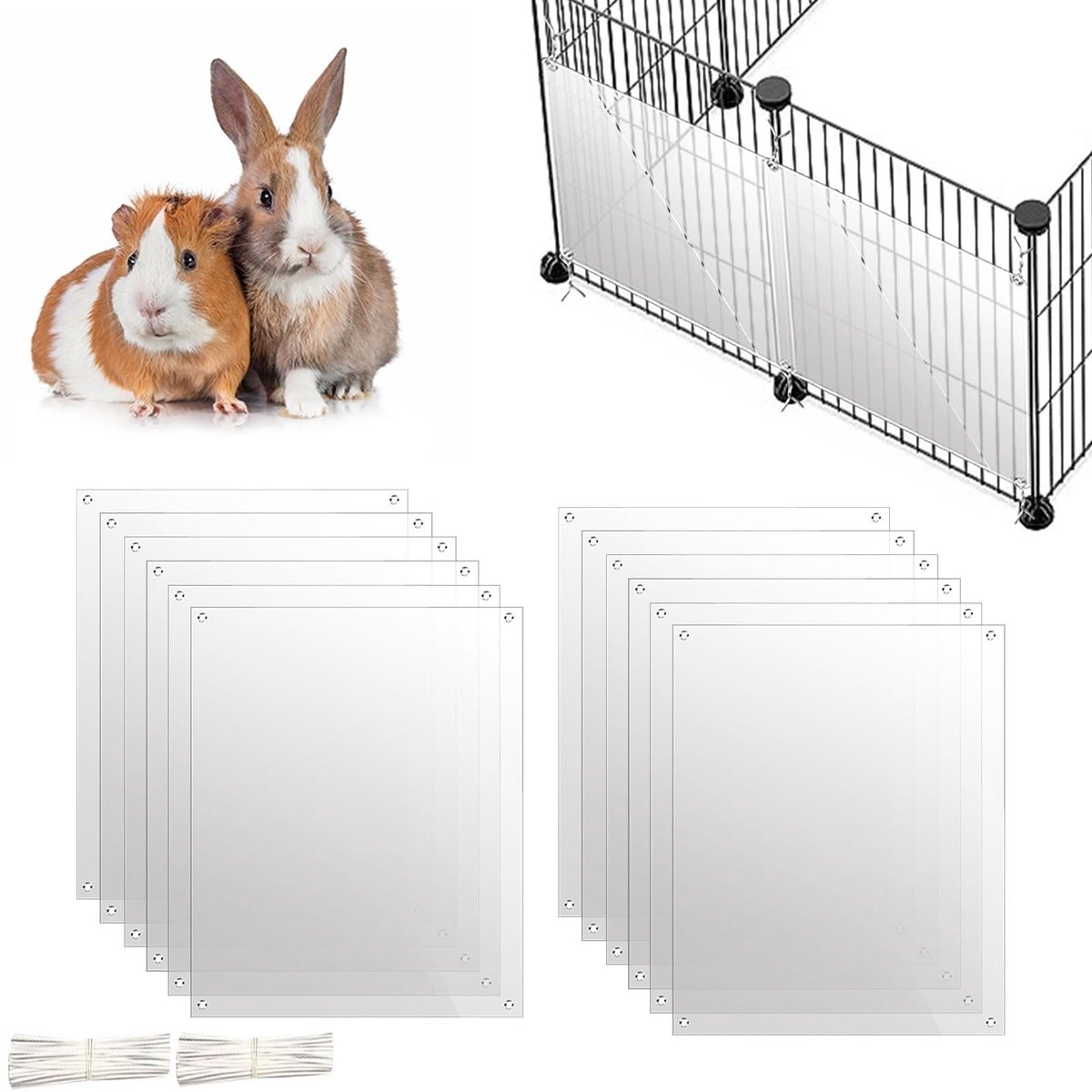 Omgoods- Kooivoeringbescherming 12 Stuks - Doorzichtige Kooirandvoering - Urinebescherming - Kooiafdekking - Kooiaccessoires - Geschikt voor Kleine Dieren