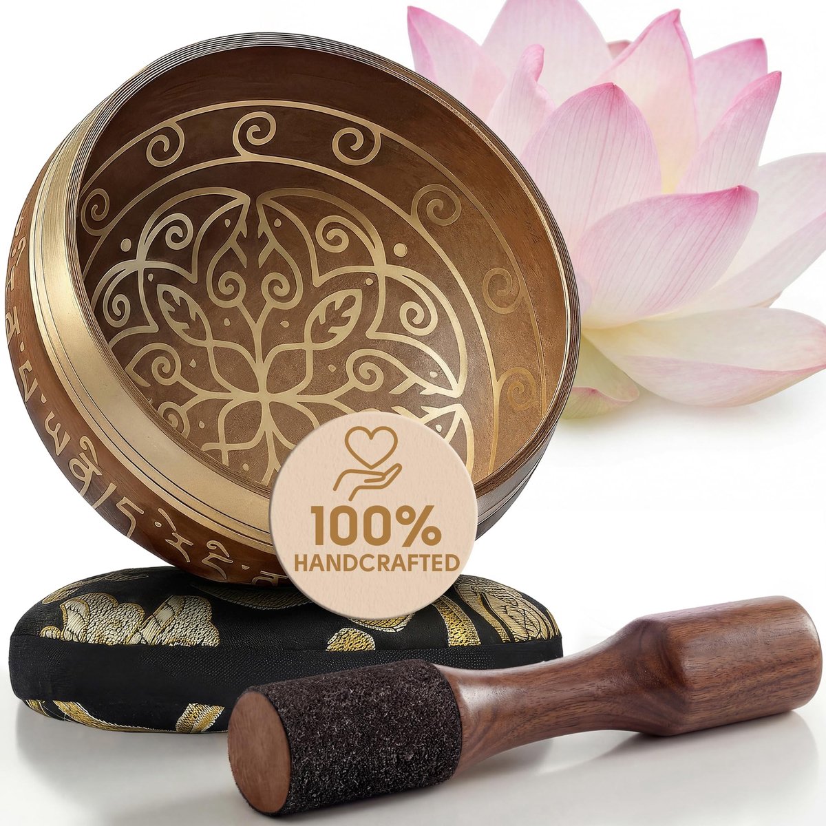 Omgoods - Klankschaal Set met Kussen en Hamer - Meditatie en Geluidstherapie