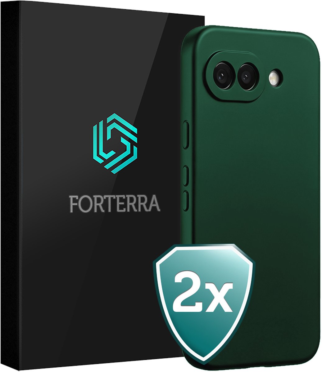 Hoesje 2 Stuks - Geschikt voor Google Pixel 10a - Sterk & Shockproof - Back Cover - Case Siliconen - Telefoon Hoes - Donkergroen
