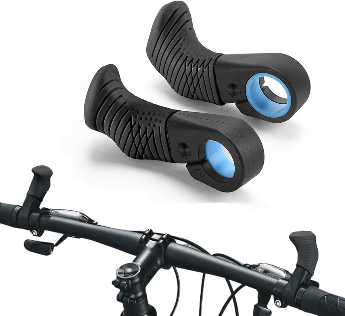 Fietsstuur Duimgrepen - Stuuruiteinden Handvatten - Comfortabel Fietsen - Verstelbare Hoek - 22 mm Diameter - Zwart