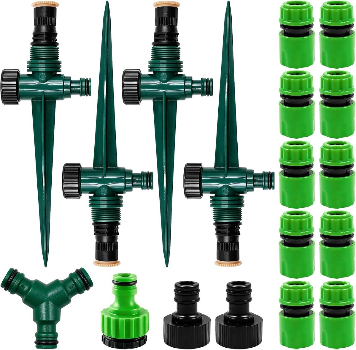 Multifunctionele tuinsprinklerset van 18 delen voor optimale irrigatie van gazon en tuin, inclusief sproeier en slangaansluitingen