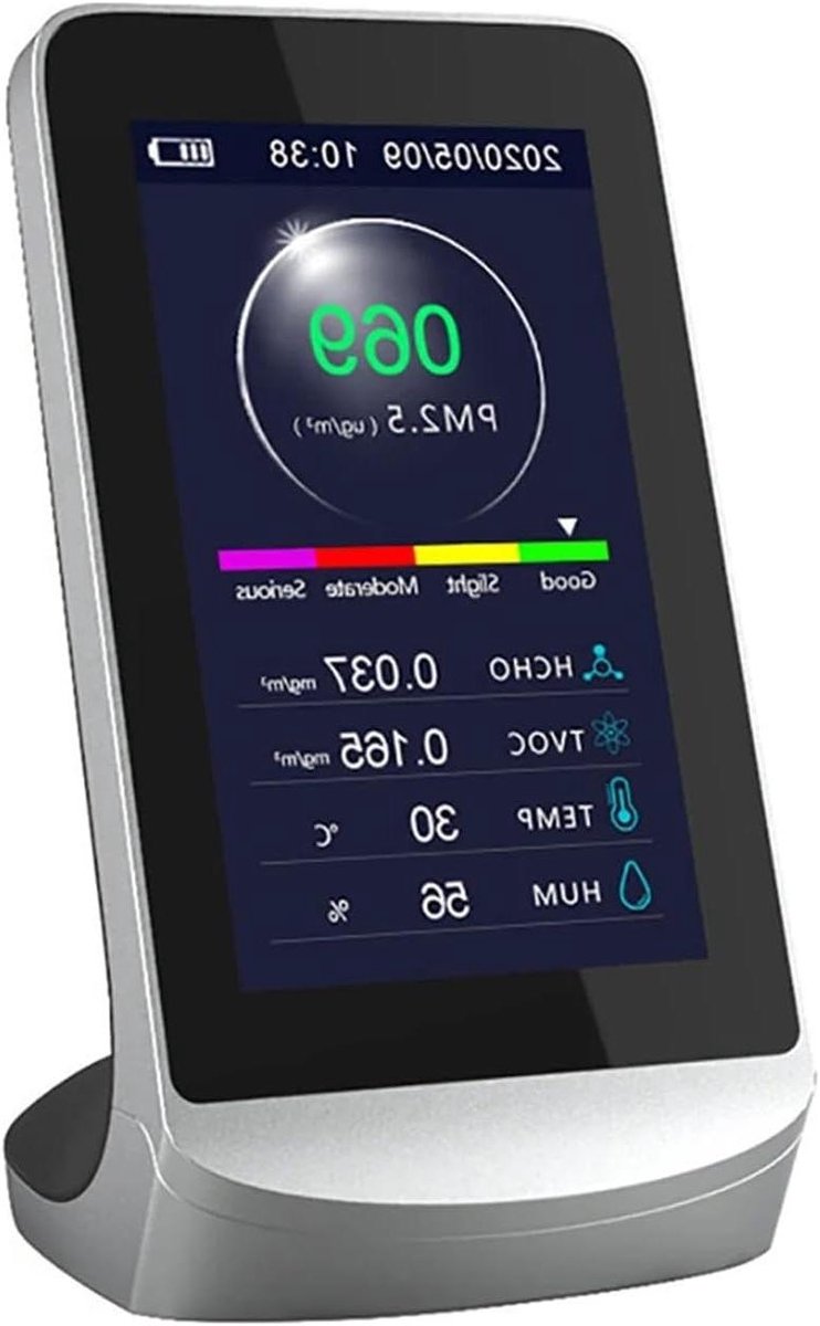 Luchtkwaliteitsmeter - Luchtkwaliteit Sensor - Binnenlucht Meten - PM2.5 TVOC HCHO - 145 x 78 x 97 mm - Zwart