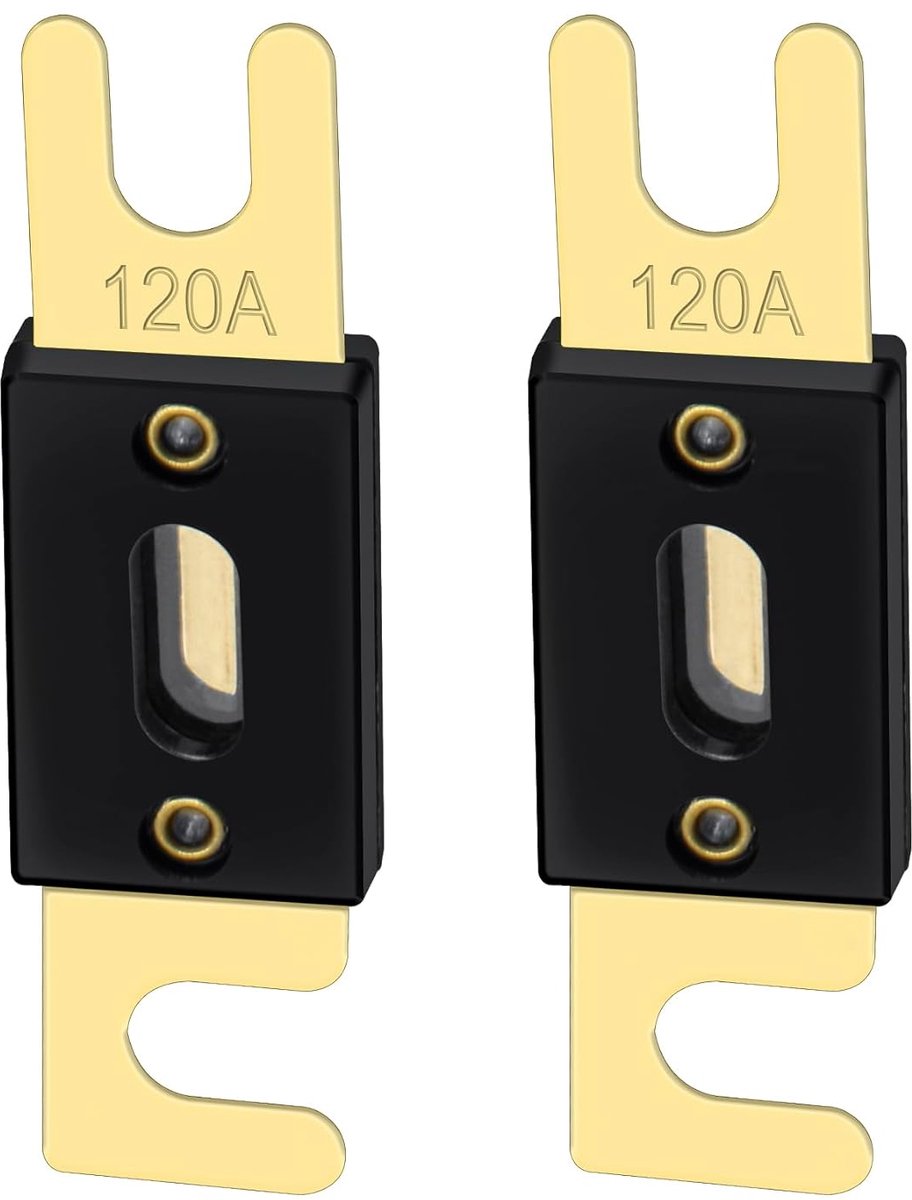 ANL Fuse ANL-120 120 Amp voor auto voertuigen audiosysteem blad goud toon & zwart 2 Pack