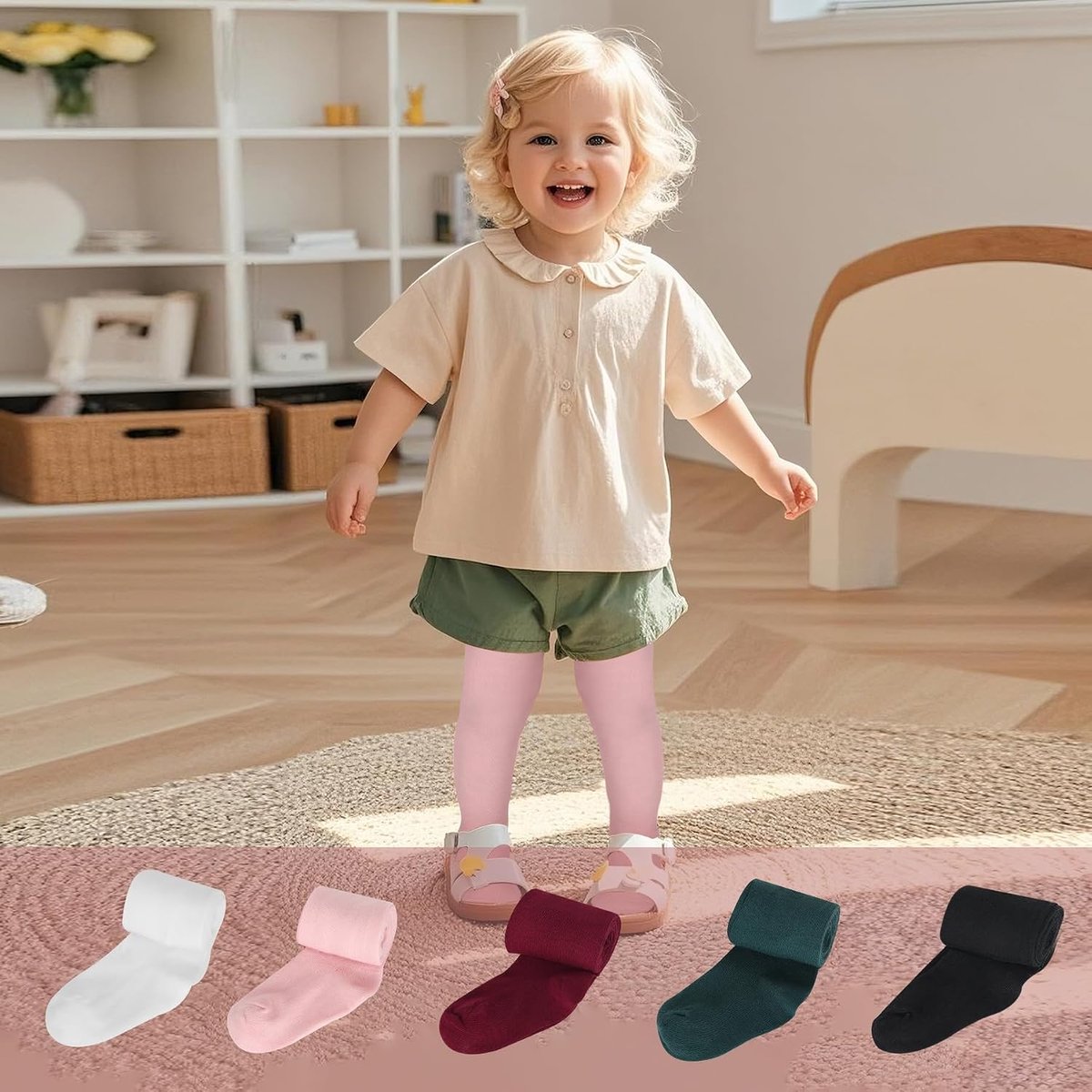 Babymaillot voor meisjes, zuigelingen, peuters, effen panty, 3 paar, zwart, groen, wit, rood, roze, pasgeborenen, zachte elastische partypanty, 6 maanden tot 3 jaar