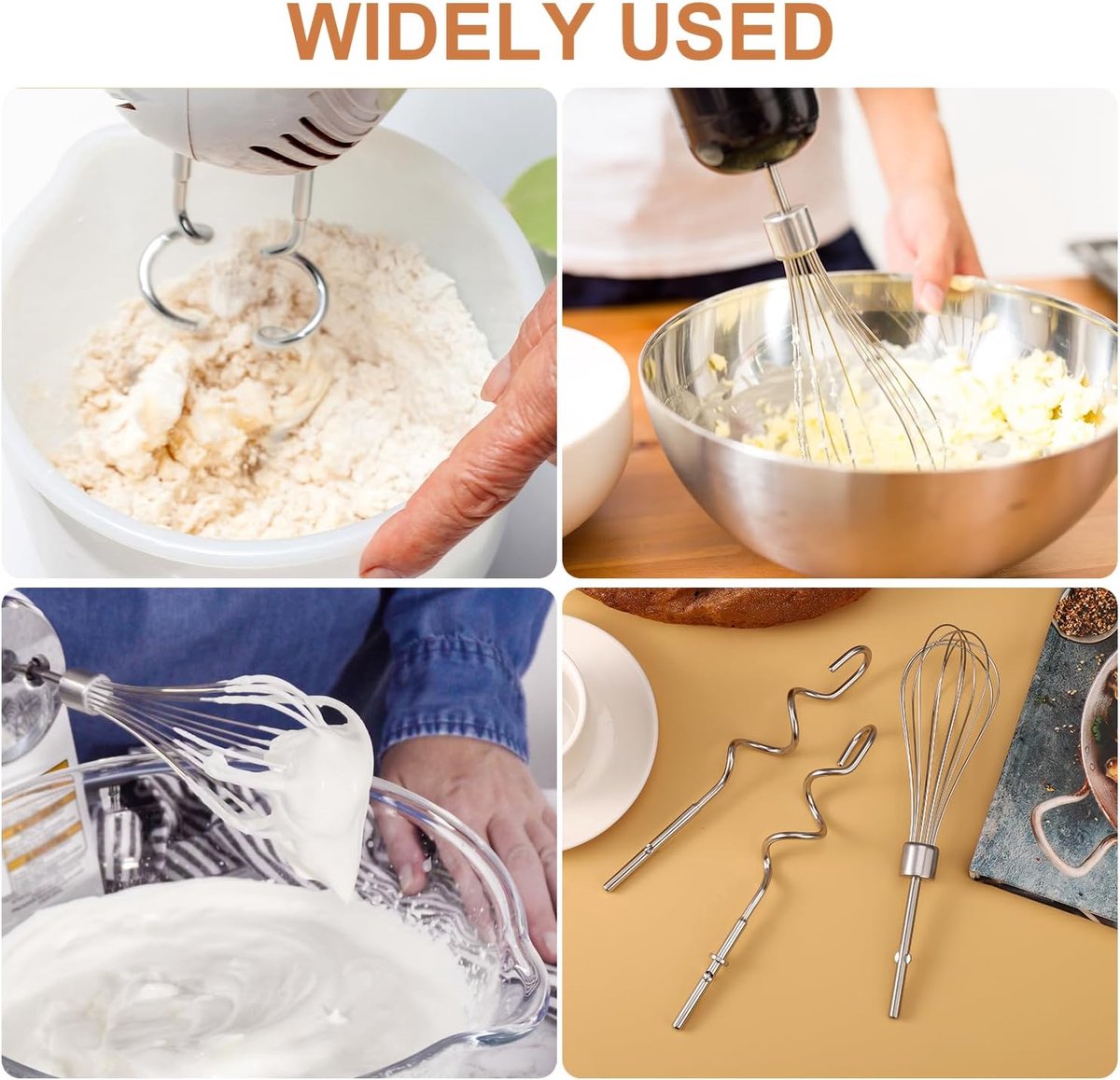2st Handmixer Deeghaken voor Kitchenaid, Roestvrijstalen Deeghaak Kloppers Vervanging met 1st Draadstaaf Handmixer Garde-Opzetstukken voor Kitchenaid KHM 5KSM KSM KSMO KSMH thumbnail 5