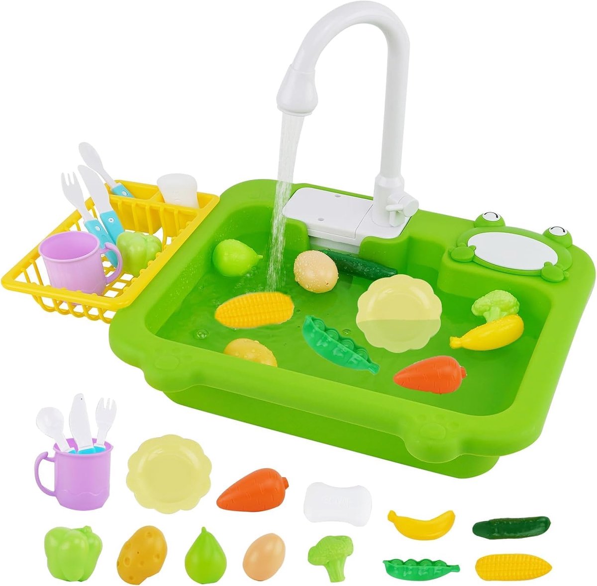 Keukenspoelbak, speelgoed met stromend water, keukenspeelgoed voor kinderen met waterrecyclingkraan en wastafel, cadeau voor meisjes en jongens, kinderen vanaf 3 jaar