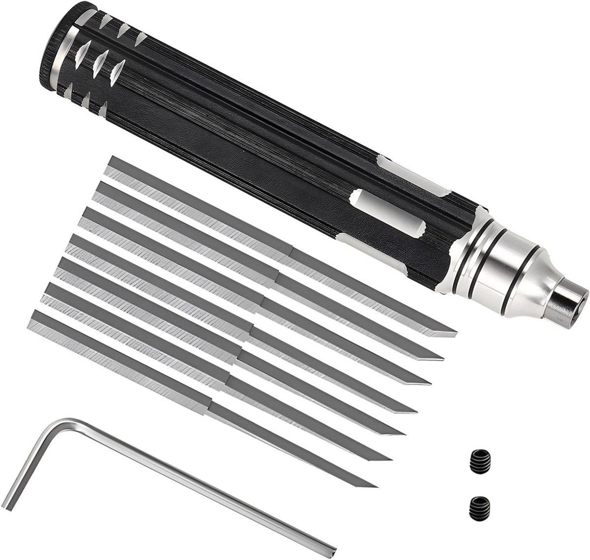Modelschrobgereedschapset - Graveerset Hobby - Modelbouw Detaillering - 6 Stalen Punten - 7 Delig - Zilver