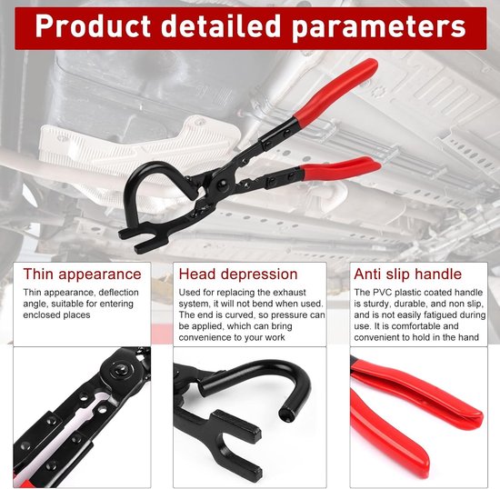 SnelShoppen - Exhaust Rubber Pliers - Auto Uitlaat Pliers, Schokdemper Verwijderingsstang, Geluidsdemper Haak Chopper, Carbon Staal, Ergonomische Hand van Snelshoppen — afbeelding 2