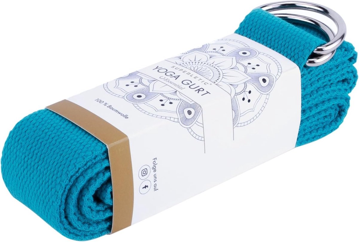Yoga strap 100% katoen - verstelbare D-ring - extra elastische band - ideale hulp bij yoga - ShopVlot