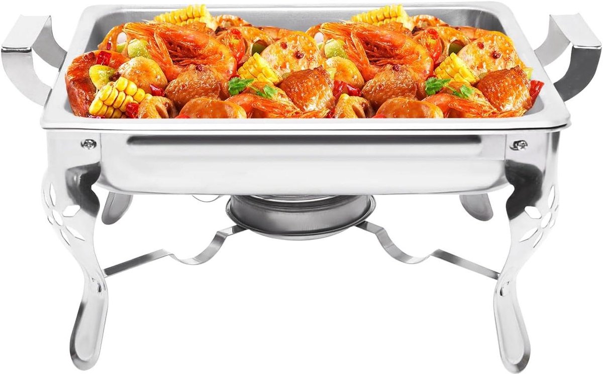 Voedselwarmer RVS - Warmhoudcontainer Buffetwarmer - Buffet Warm Houden - Roestvrij Staal Corrosiebestendig - 6 Liter 26x26x26 cm - Zilver