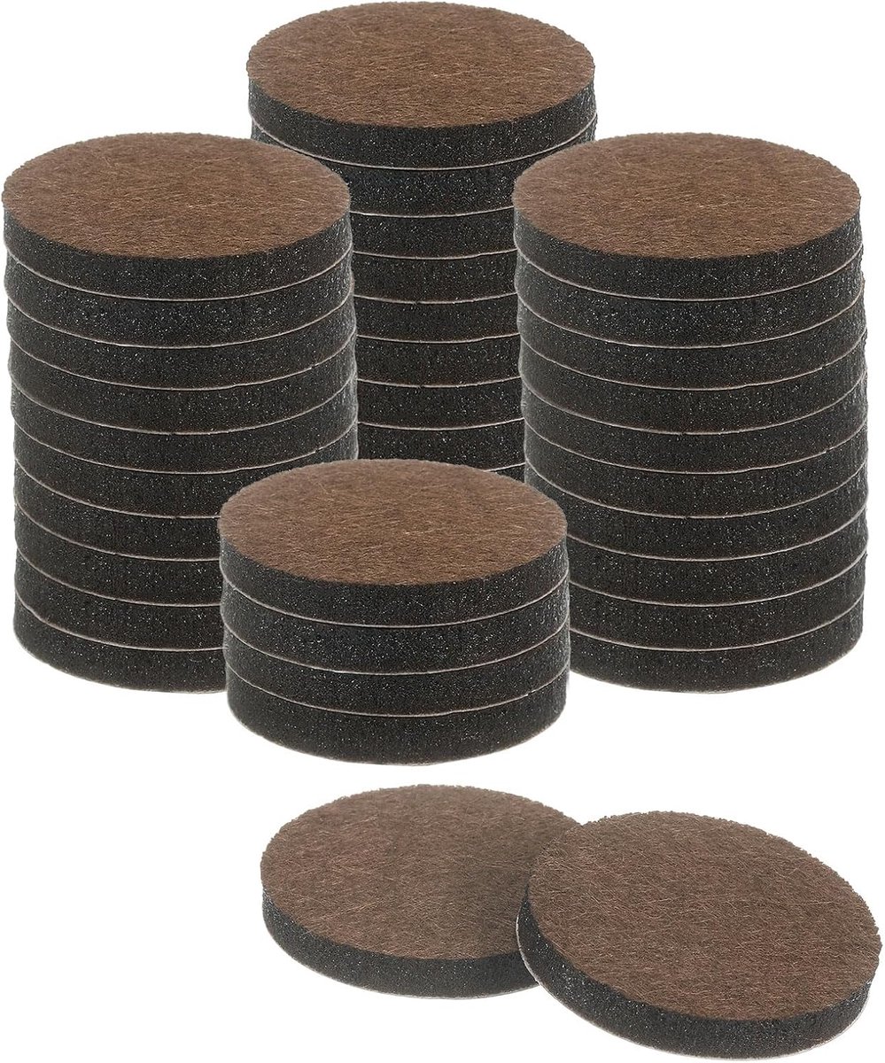 Meubelpads, 36 stuks, 3,8 cm, ronde zelfklevende vilten meubelpads, vloerbeschermers voor meubelpoten, stoelen, poten, hardhouten vloeren (bruin)