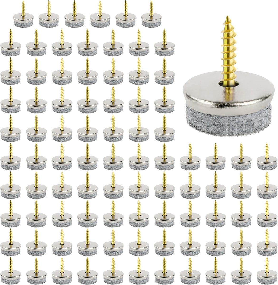 90 stuks meubelpads, vloerbeschermers, 20 mm diameter vilten pads voor meubelpoten, antislip stoelpootvloerbeschermers met eenvoudige schroefinstallatie, 5 mm dik voor stoelen