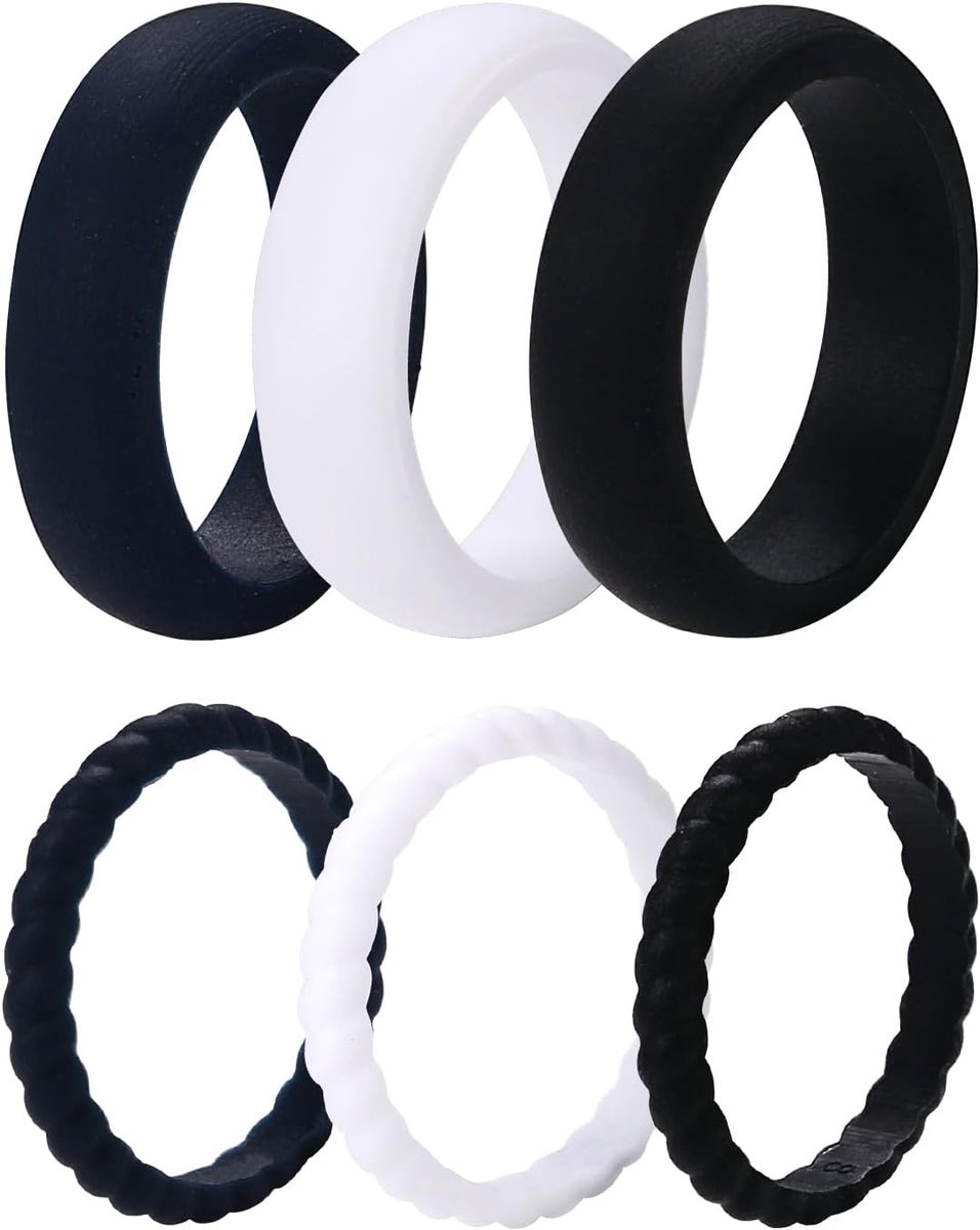 Dames siliconen rubberen ring: 6 stuks sportieve siliconen ringenset gemaakt van siliconen cool stapelbaar verlovingsringen in veelzijdige kleuren sieraden cadeau voor vrouwen meisjes maat 47-69