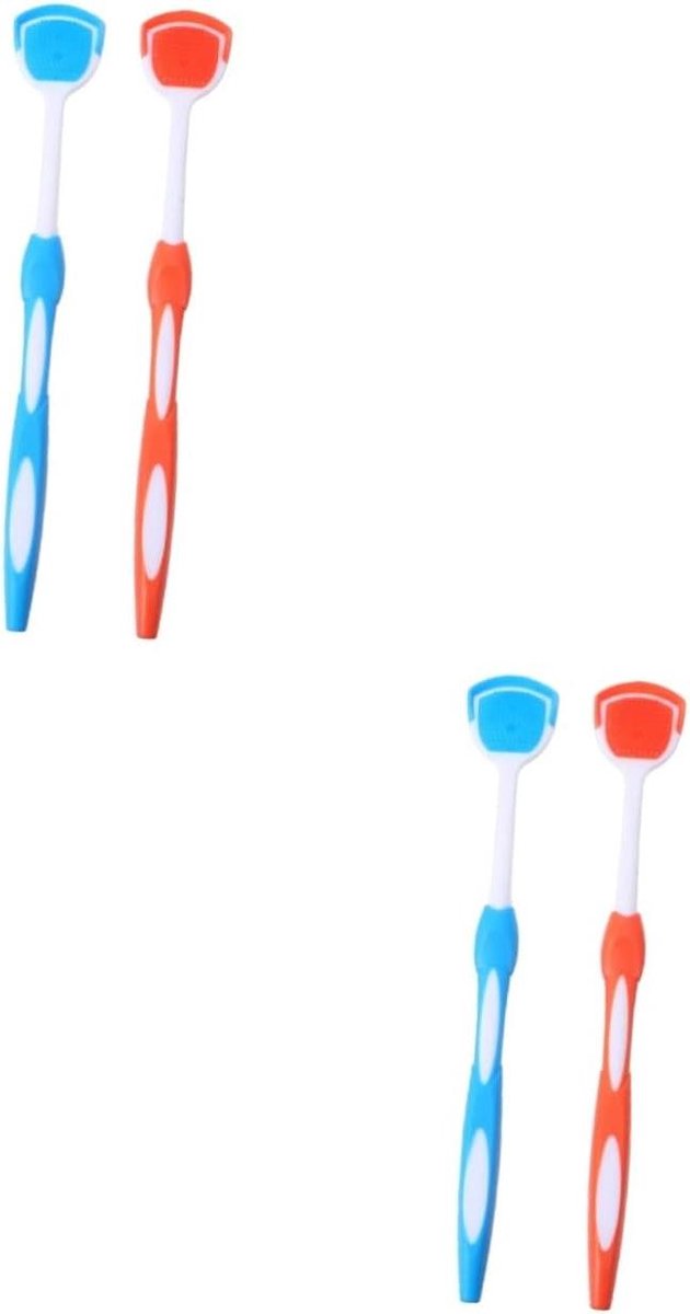 Tongschraper Set - Tongreiniger Mondverzorging - Frisse Adem - Ergonomisch Antislip Handvat - 19.5 cm - Oranje