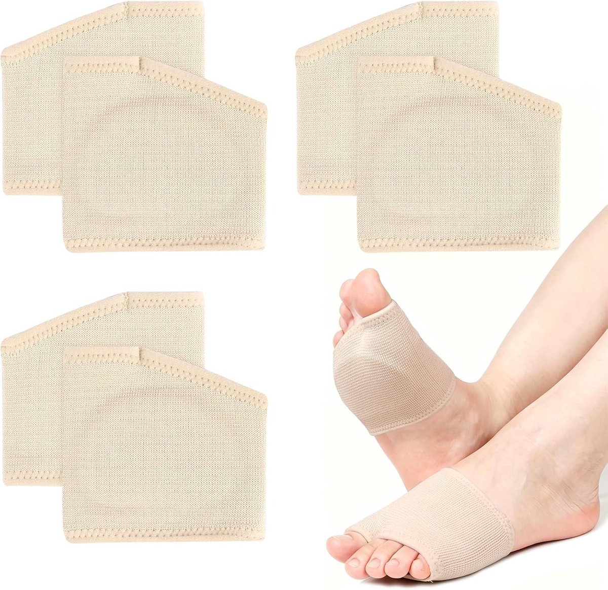 Herbruikbare middenvoetkussens met gelpads voor verlichting van voetpijn, ideaal voor wandelen en hardlopen, comfortabel en ondersteunend