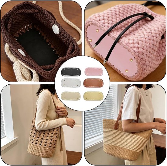 6-delige Set Tasbodems voor Haken, PU Tasbodem 22x10cm, Ideaal voor DIY Breitas, Haakprojecten en Schoudertassen — afbeelding 3