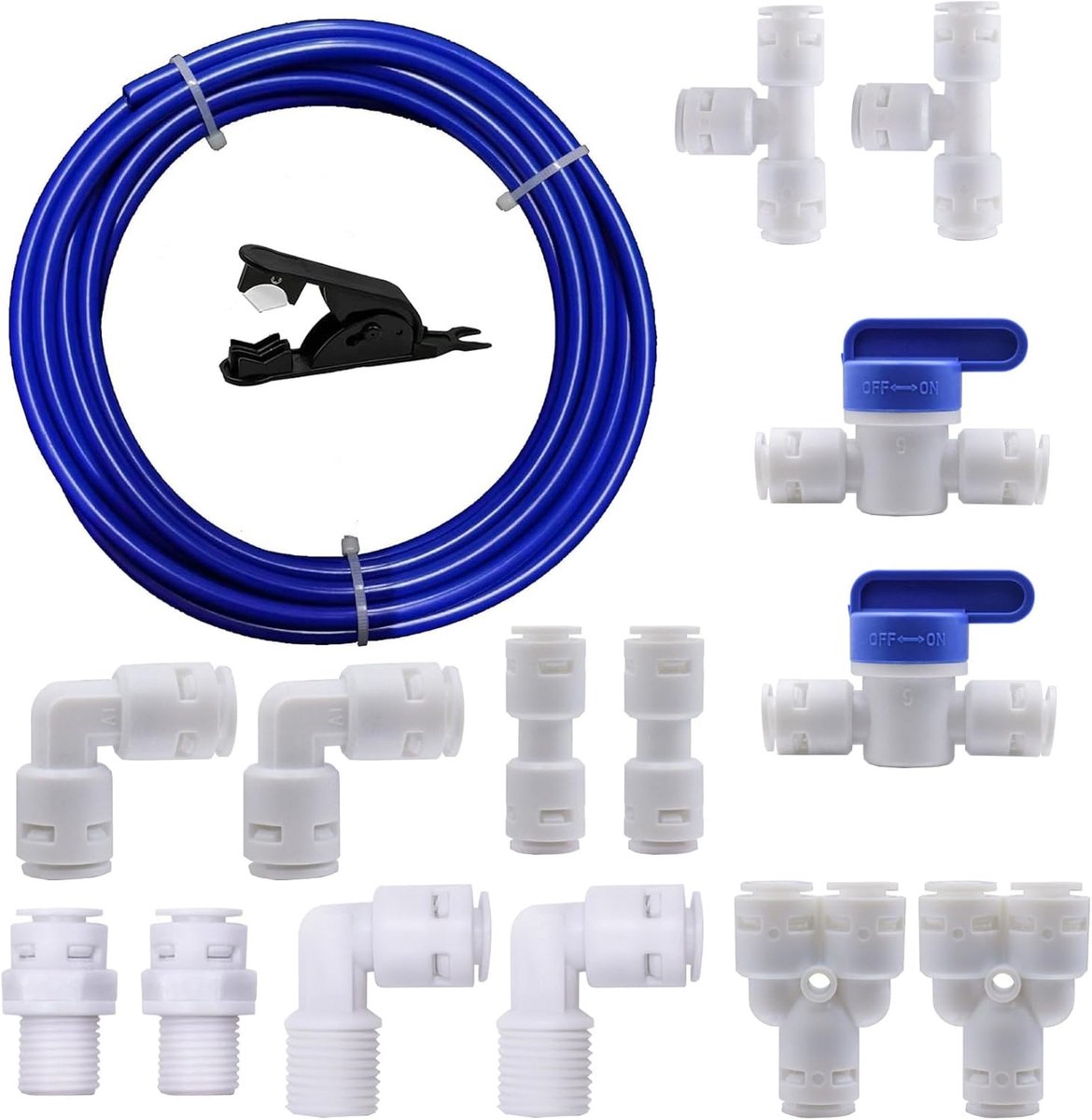 Kraanwaterfilter aansluiting set 5 m - 14 delig - Universele verbinding - Eenvoudige installatie - ShopVlot