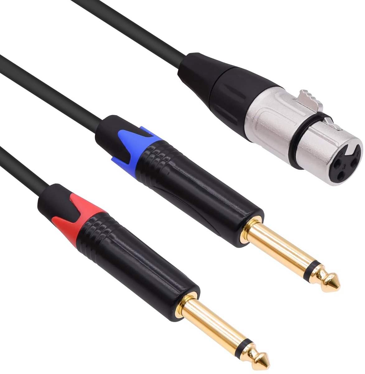 SnelShoppen - XLR naar Dubbele 6.35mm TS Splitter Audio Y Kabel Adapter 1/4 Inch Mannelijk TS Mono naar 3Pin XLR Plug Microfoon Audio Converter Kabel