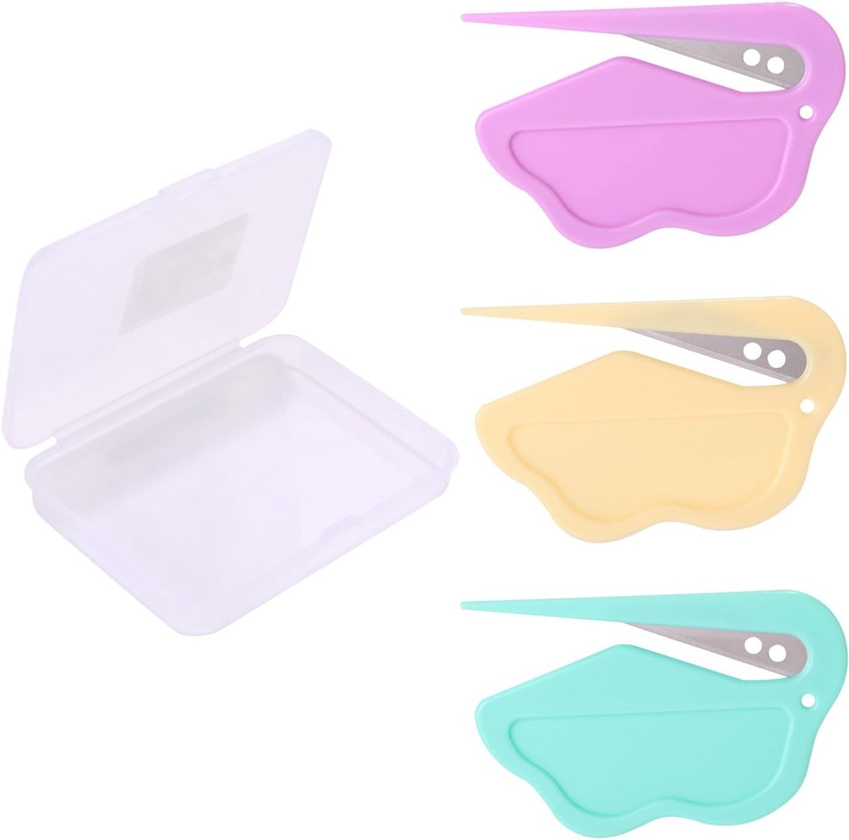 SnelShoppen - 3 Stuks Enveloppenopener Cutter Set, Kleurrijke Briefopener met Veiligheidsmes & Sleutelhanger Gat voor Pakketverpakking, Kantoor, Thuis