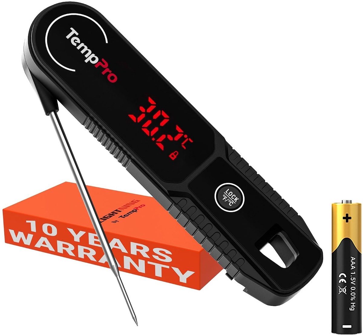 Digitale Vleesthermometer - Waterdicht IP65 - 0.5 Seconde Instant Read - 180° Draaibaar Display - Voor BBQ Grill Smoker