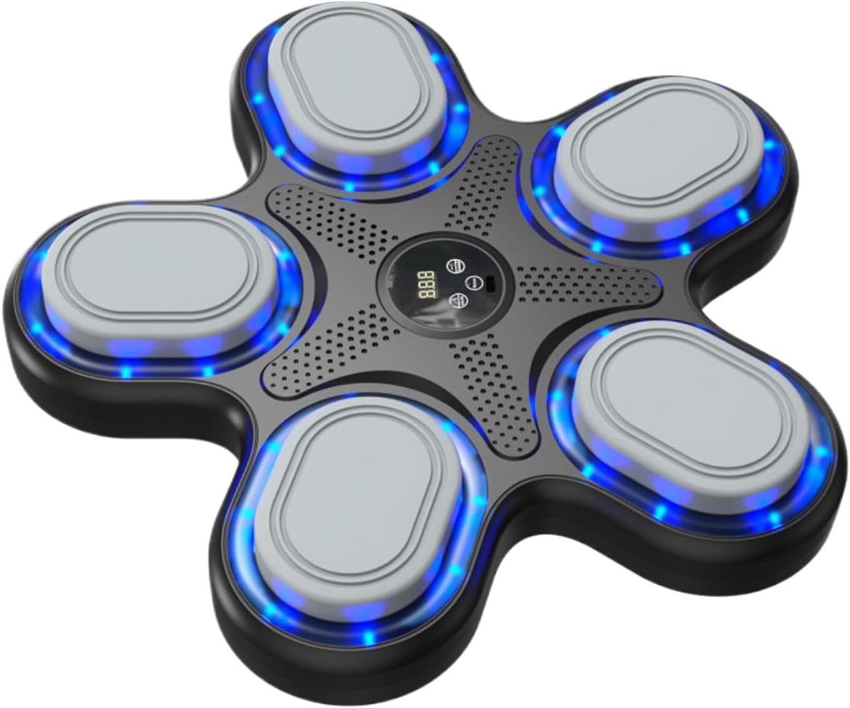 Muziek Boksmachine - Bokstrainingsapparaat Fitness - Thuis Workout - Dynamische LED Verlichting - 37 x 35 x 5 cm - Zwart
