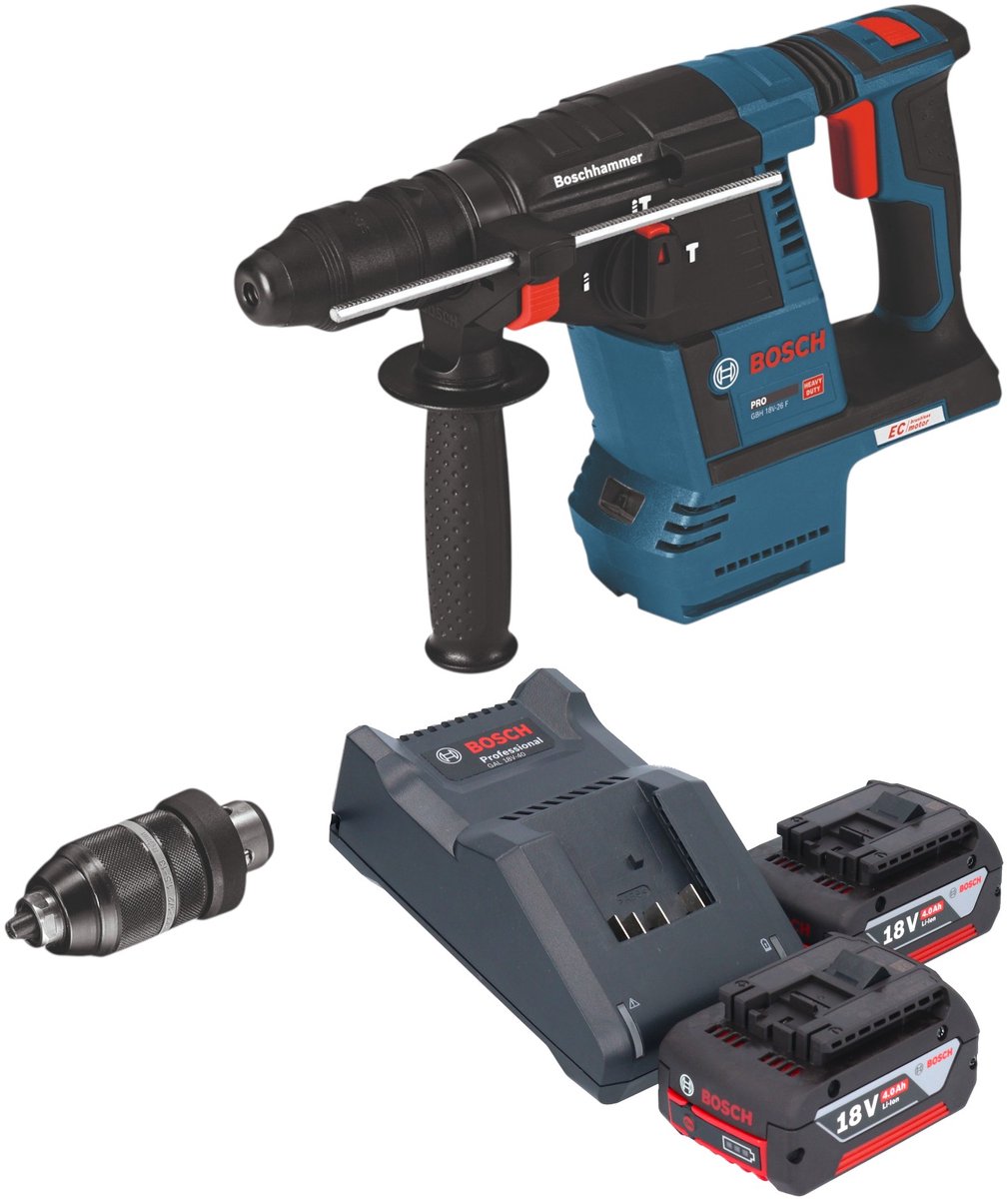 Bosch GBH 18V-26 F accuboormachine 18V 2,6J SDS-Plus Solo + snelwisselboorkop - zonder accu, zonder oplader ( 0611910000 )
