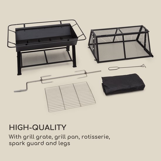 Blumfeldt 2-in-1 Rotisserie BBQ - Houtskoolgrill met Draaispit voor Kip en Speenvarken, RVS Grillrooster, Vonkenscherm en Regenhoes van Blumfeldt — afbeelding 4