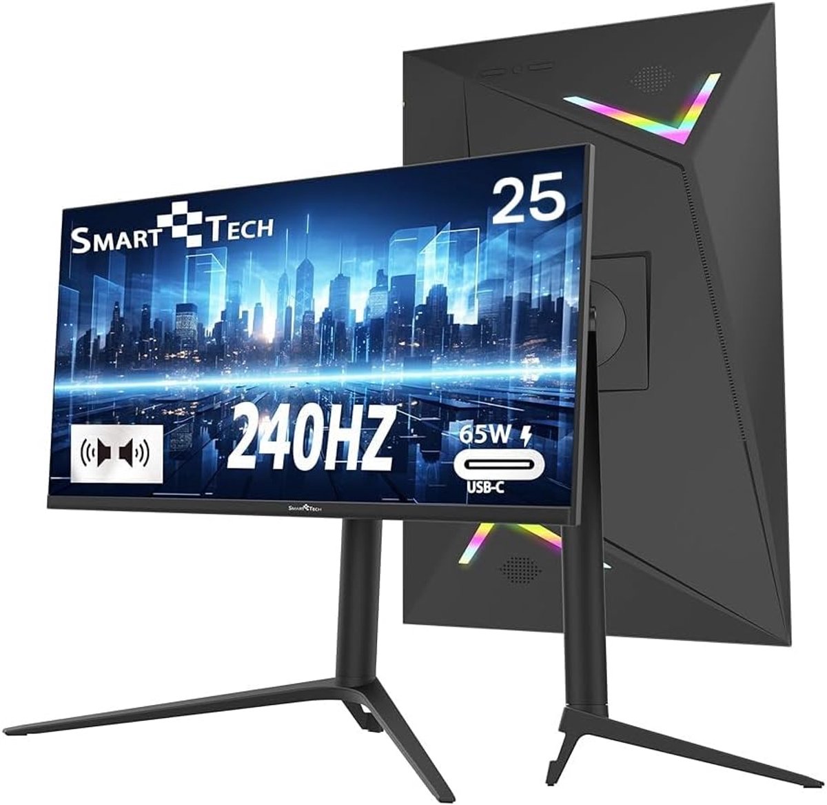 SnelShoppen - 25 Inch Gaming PC Monitor 1920 x 1080 FHD 240Hz VA Paneel met 3 ms Reactietijd en Verstelbare Voet