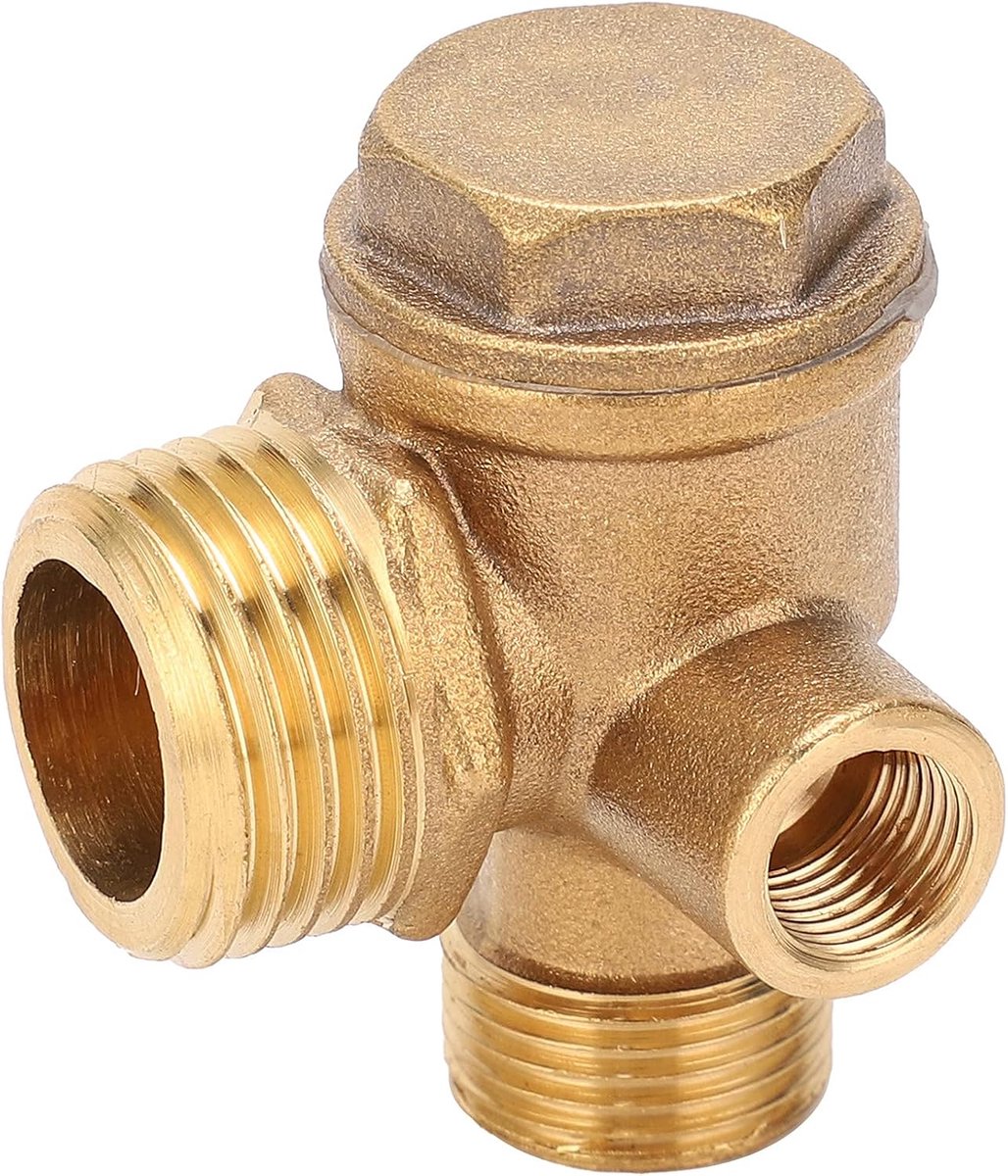 SnelShoppen - Air Compressor Check Valve 3-Weg Ventiel - Duurzaam Luchtcompressor Ventiel van Hoogwaardig Messing voor Hydraulisch Systeem en Pneumati
