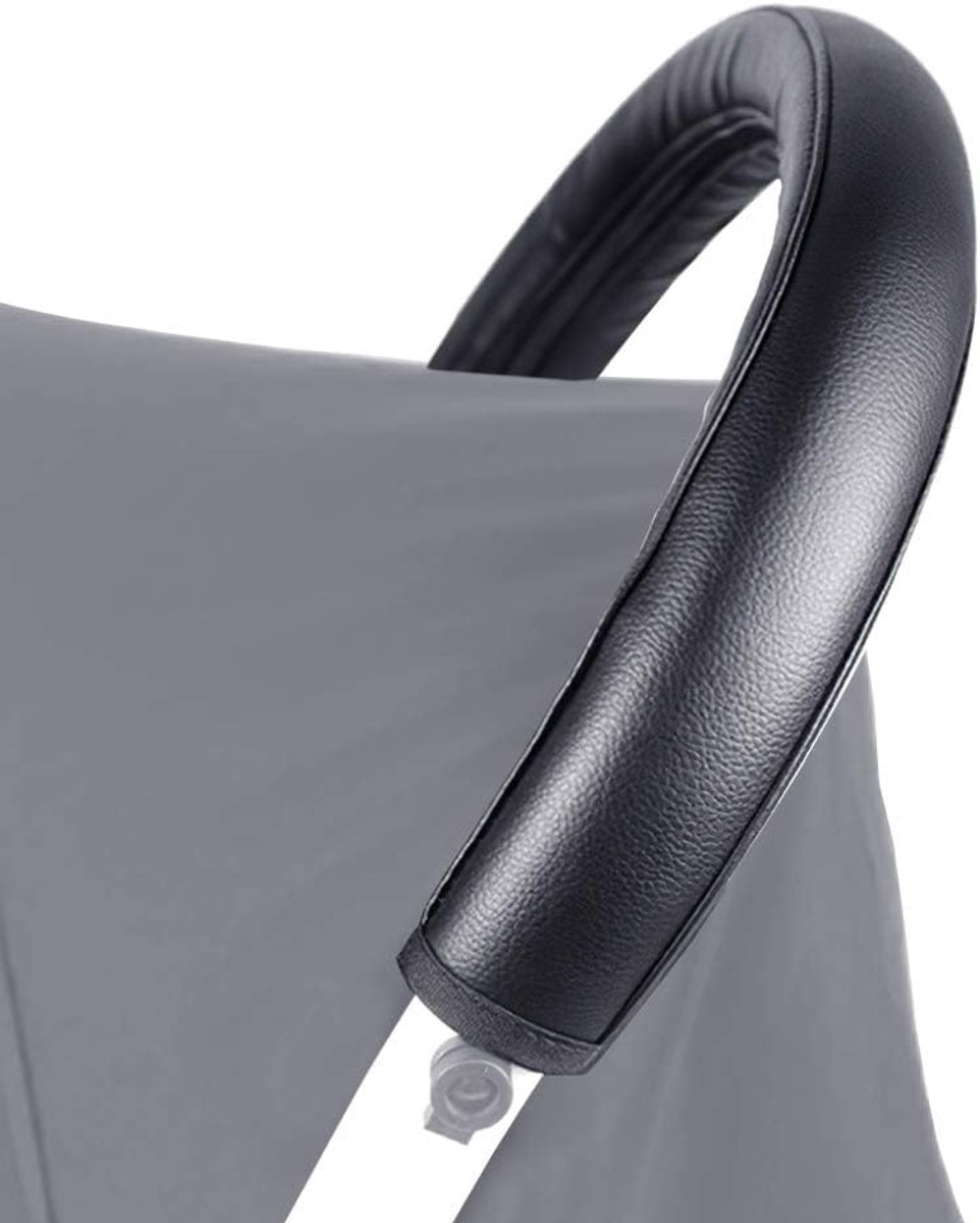 SnelShoppen - Beschermende Case voor Handvat Kinderwagen, PU Leer, 51.5 x 12 cm, Zwart, Handvat Cover voor Beschermingsbalk, Kinderwagen Accessoire