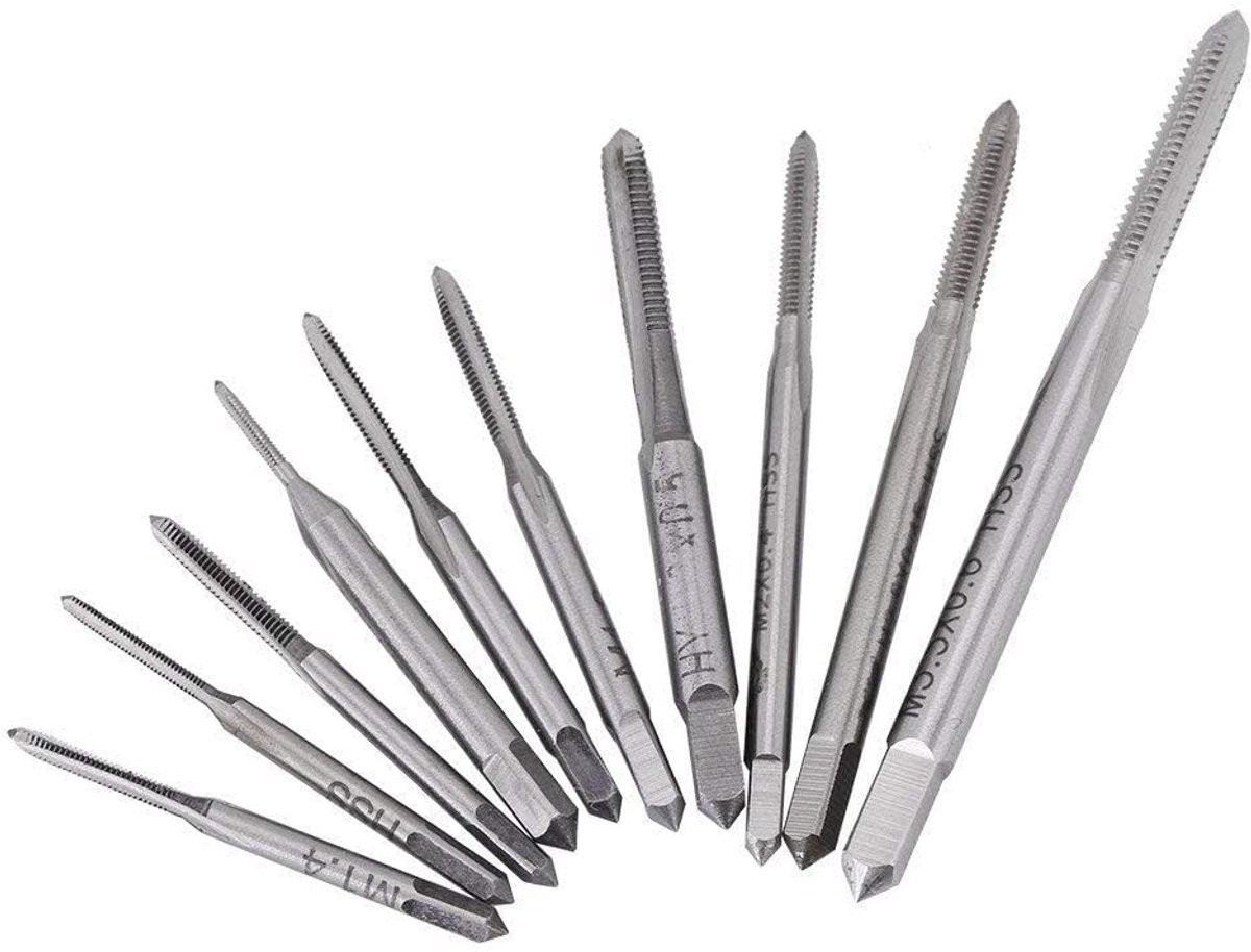 SnelShoppen - Metric Tappen Set 10-delige Mini Machine Hand Tap Voor M1 tot M3.5, HSS Materiaal, Inclusief M1/M1.2/M1.4/M1.6/M1.7/M1.8/M2/M2.5/M3/M3.5