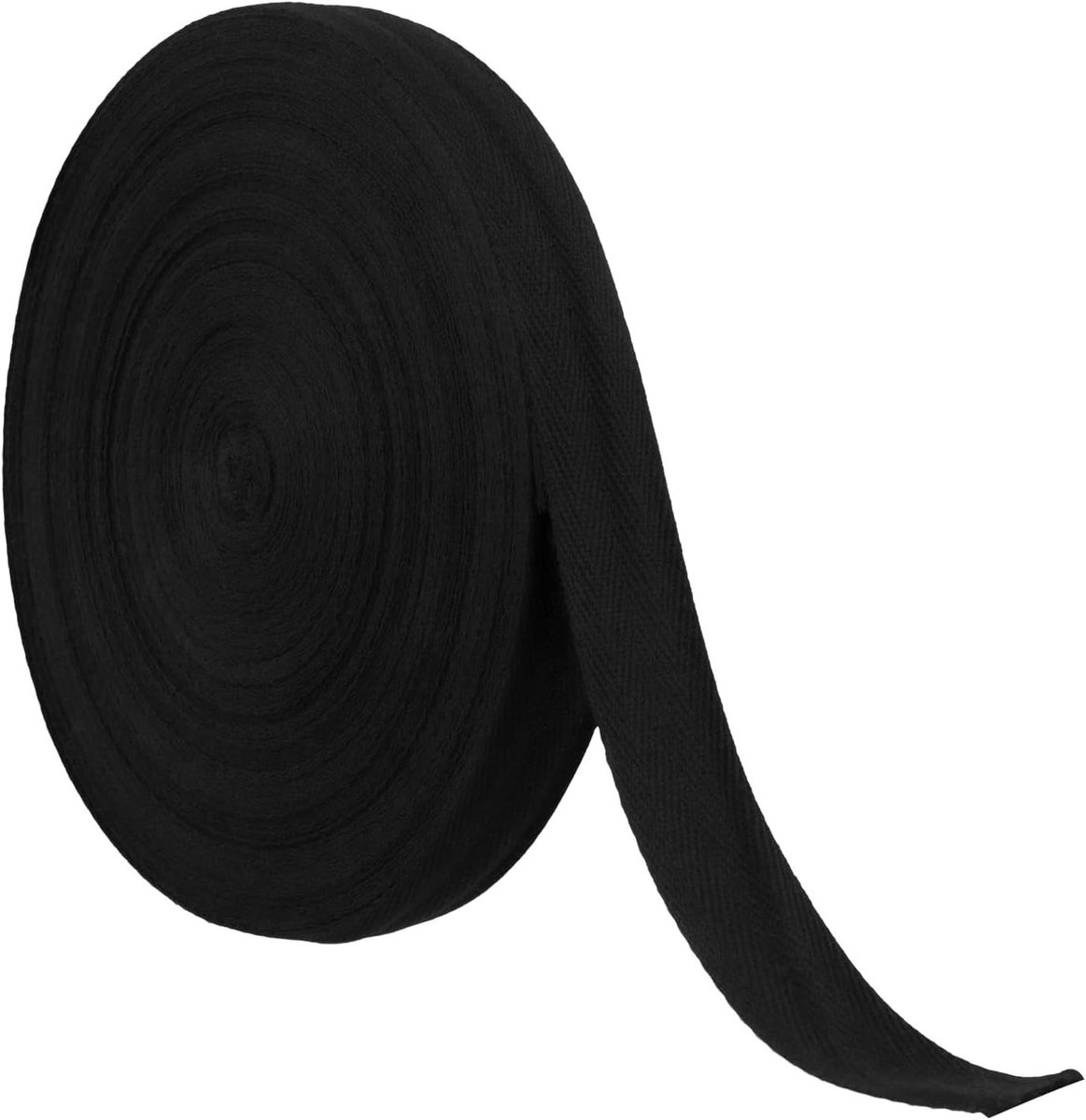 Herringbone Katoenen Twill Tape 25mm x 45m, Zwarte Bias Binding voor DIY Projecten, Kledingherstel en Creatieve Klussen