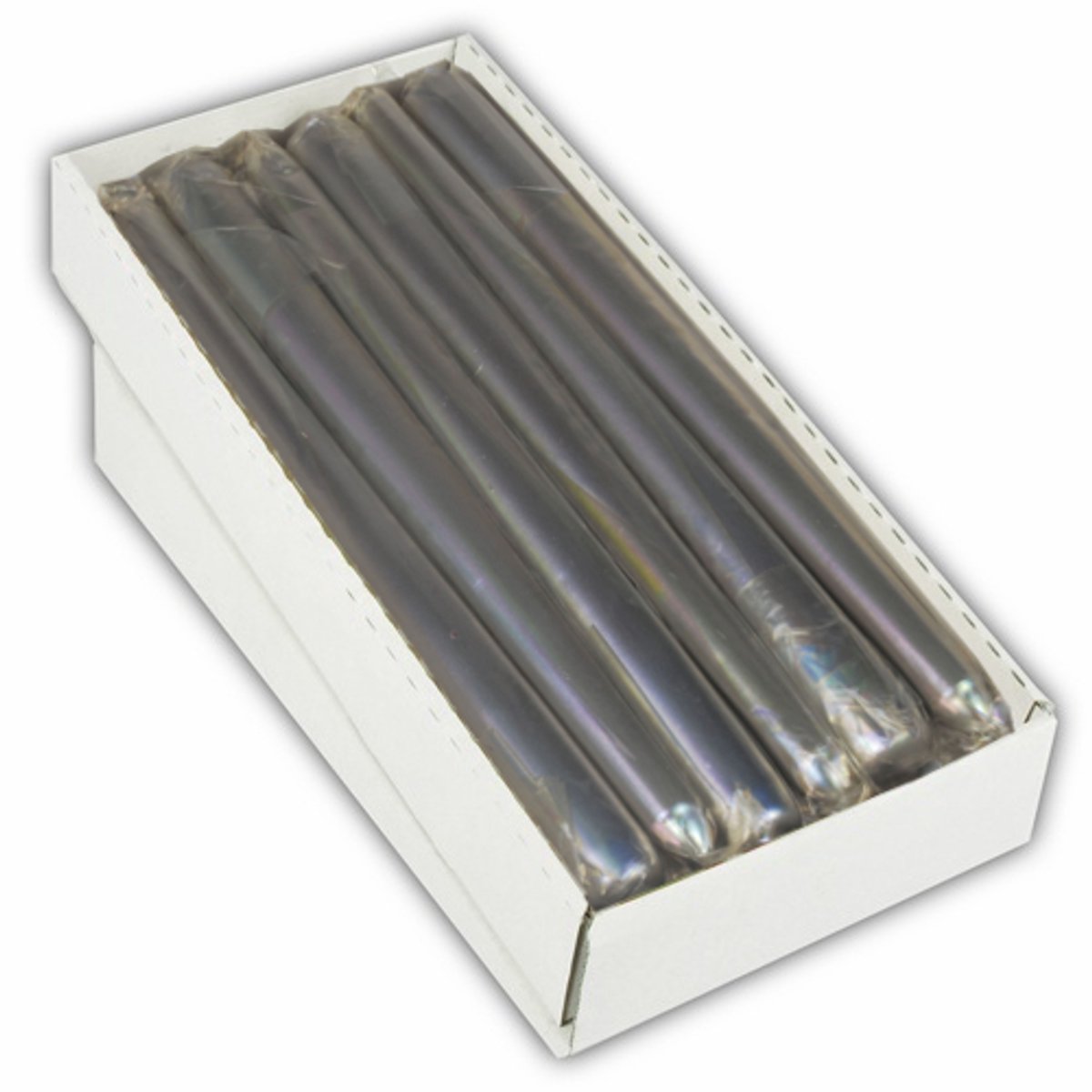 12x Kandelaarkaarsen Ø 22 cm · 25 cm zilver los verpakt