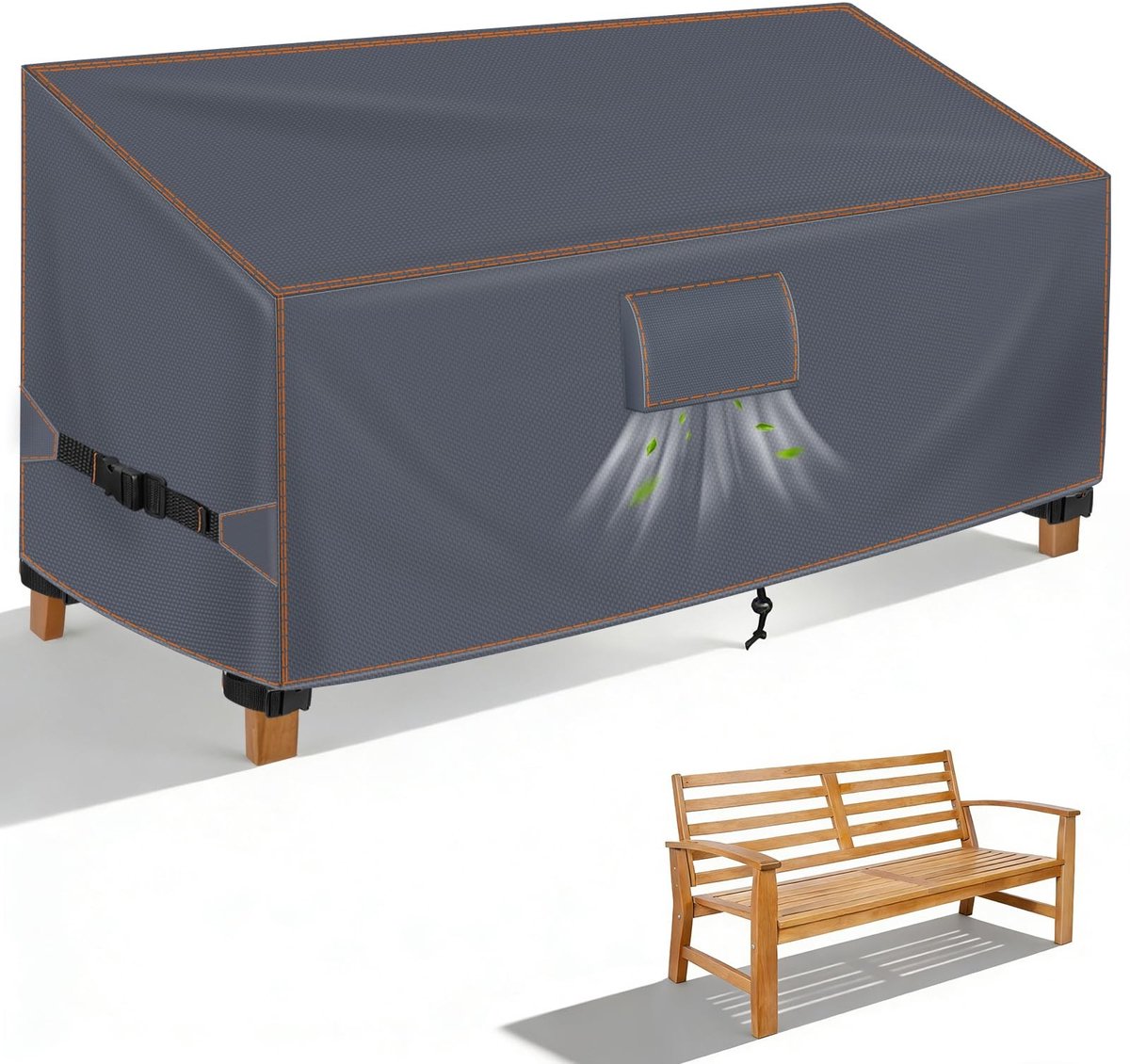 Omgoods- Tuinbankafdekking Waterdicht - Beschermhoes - 3-zits - UV-bestendig - Wintervast - 420D Oxford Stof - 163x70x63/86 cm - Tuinbankhoes