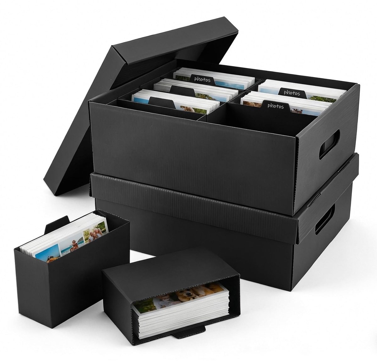 Omgoods - Set van 2 Fotoboxen met Deksel voor 10 x 15 cm Foto's